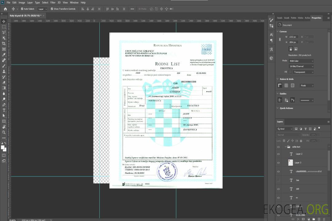 Acte de naissance en Croatie template Acte de naissance en Croatie template